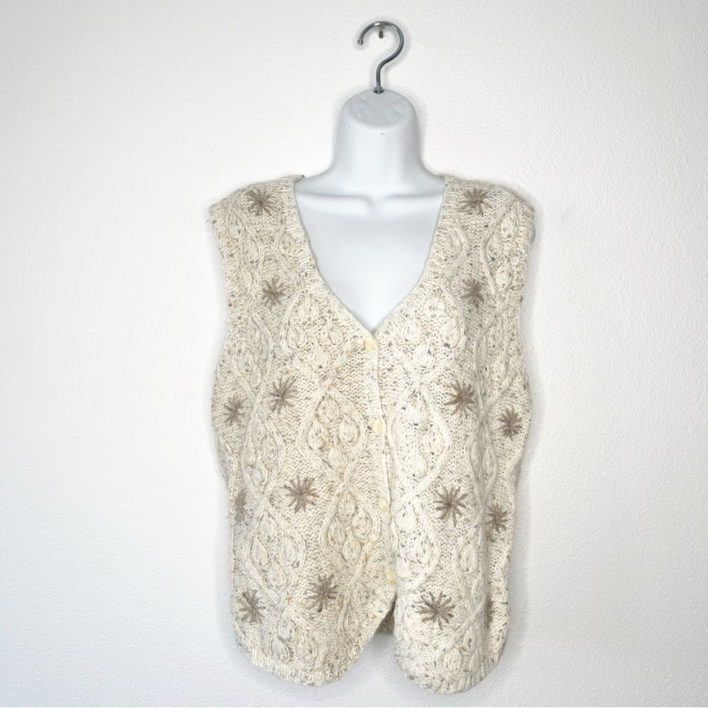 VTG Marsh Landing Hand Knit Sleeveless Sweater Vest Cottagecore Small Y2K